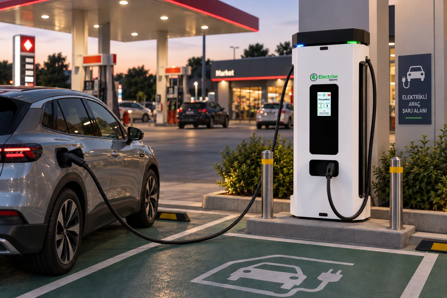 Electrise Endura charging station at a fuel station