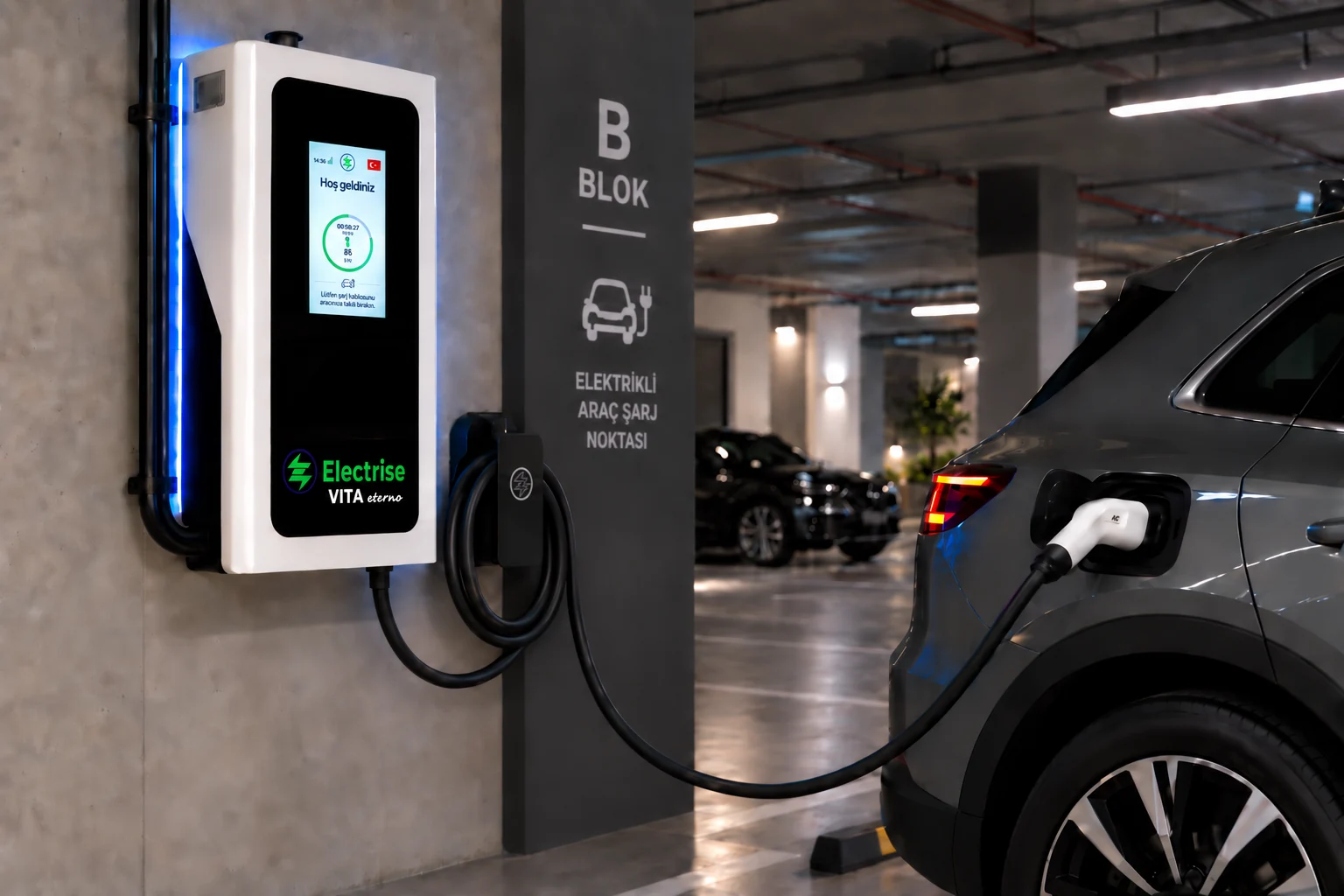 Electrise Vita Eterna charging station in a residential car park